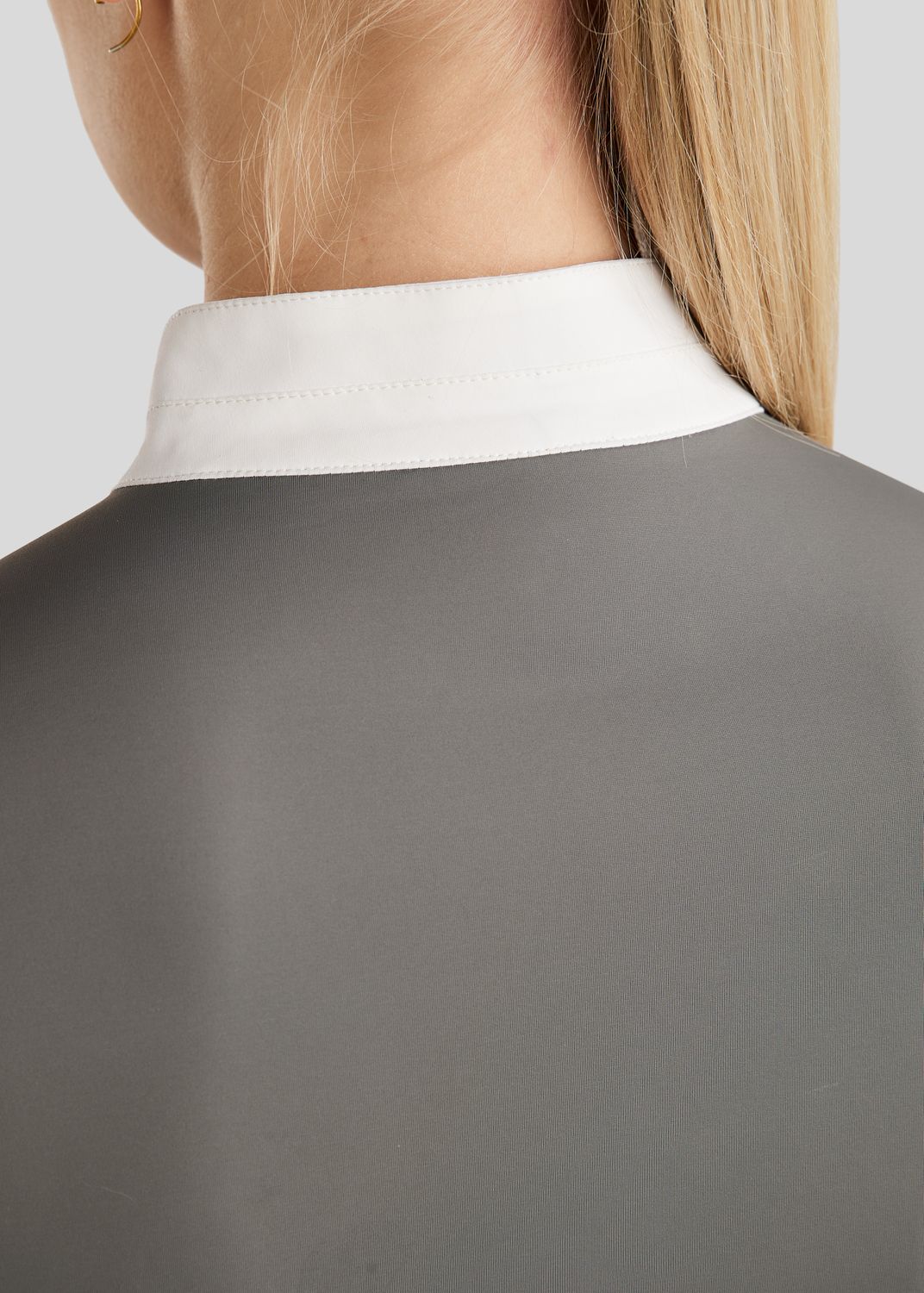 MoPearl Competition Shirt w. Pintucks and Gun Metal Crystas - Grey