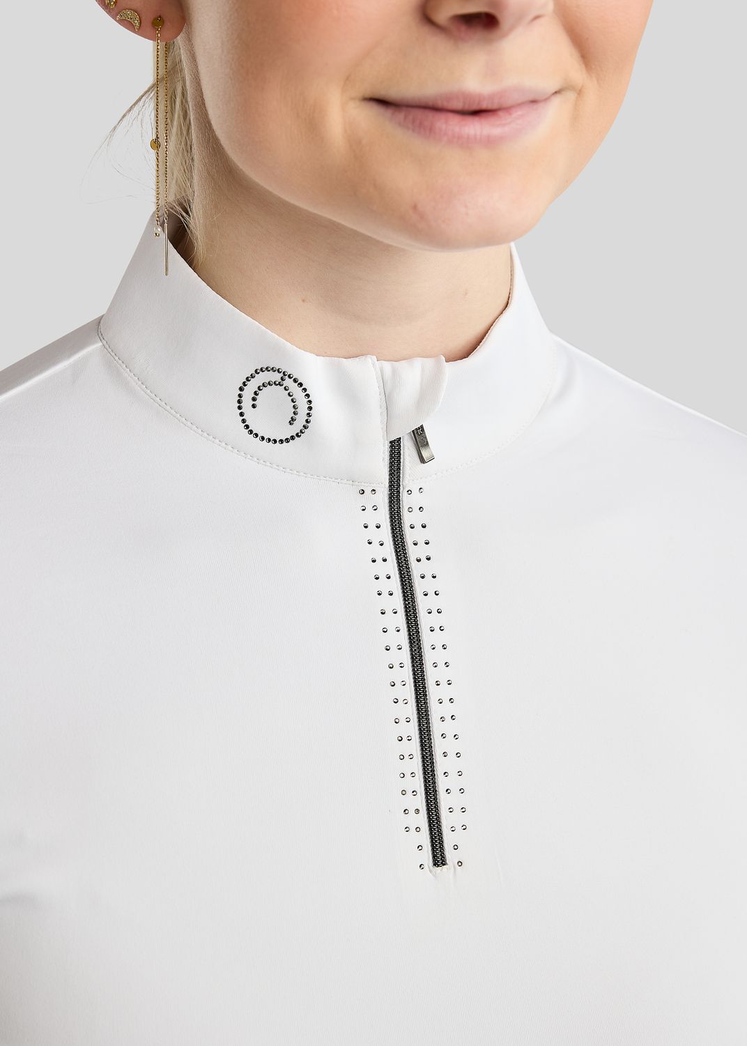 MoMaddy Competition Shirt w. Gun Metal Crystals - White 