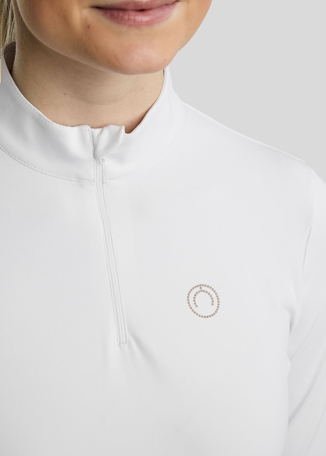 MoFair Long Sleeved Competition Shirt w. Gun Metal Logo Print - White 