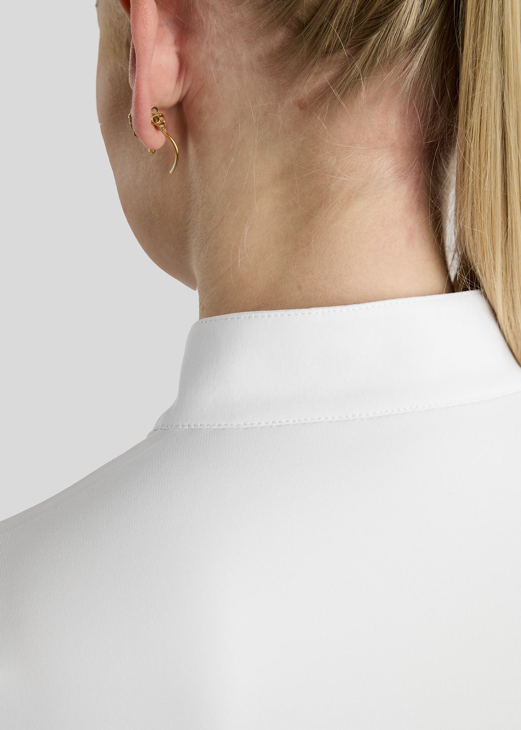 MoFair Long Sleeved Competition Shirt w. Gun Metal Logo Print - White 