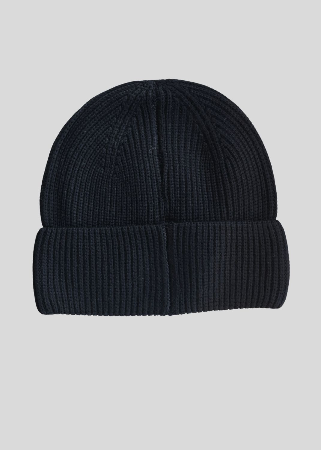 Black Knitted Wool Hat w. Logo Badge - Black 
