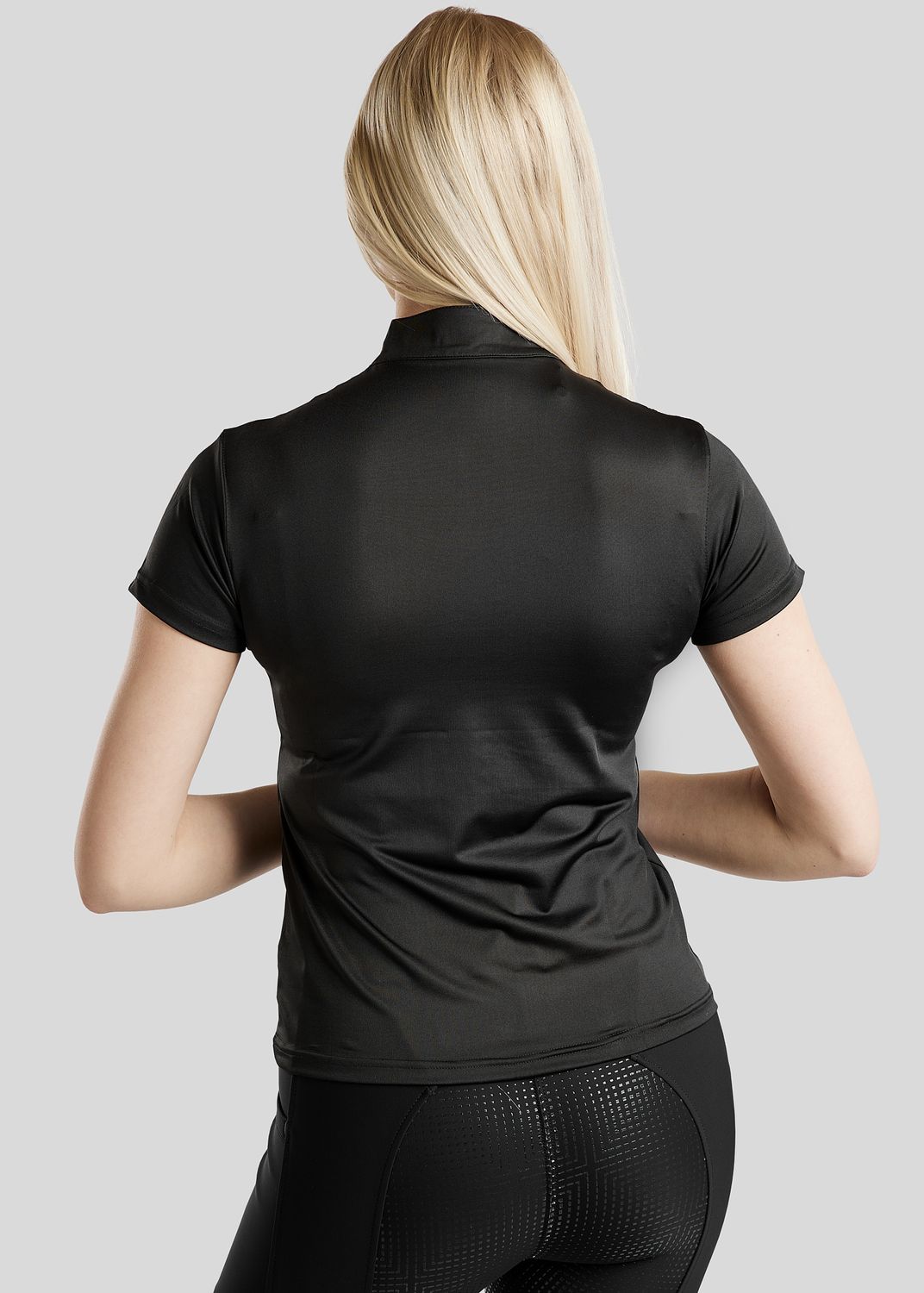 Everly Short Sleeved Polo w. Silver Crystals - Black 