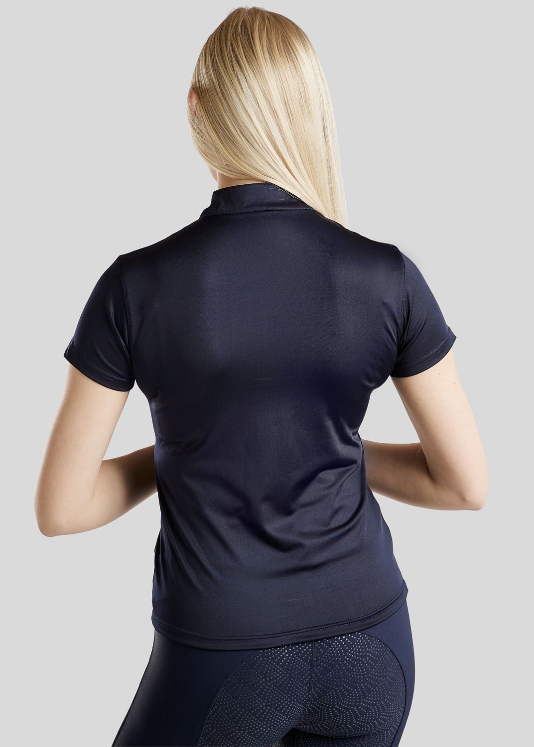 Everly Short Sleeved Polo w. Silver Crystals - Navy 