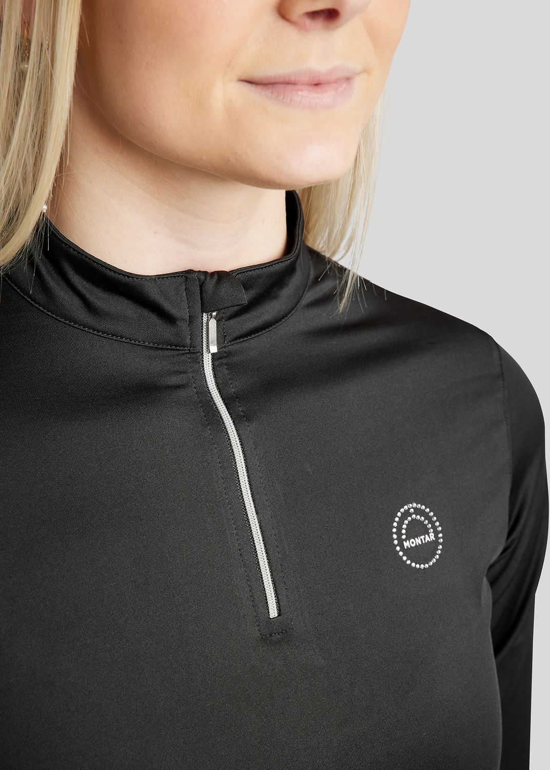 Everly Long Sleeved Polo w. Silver Crystals - Black 