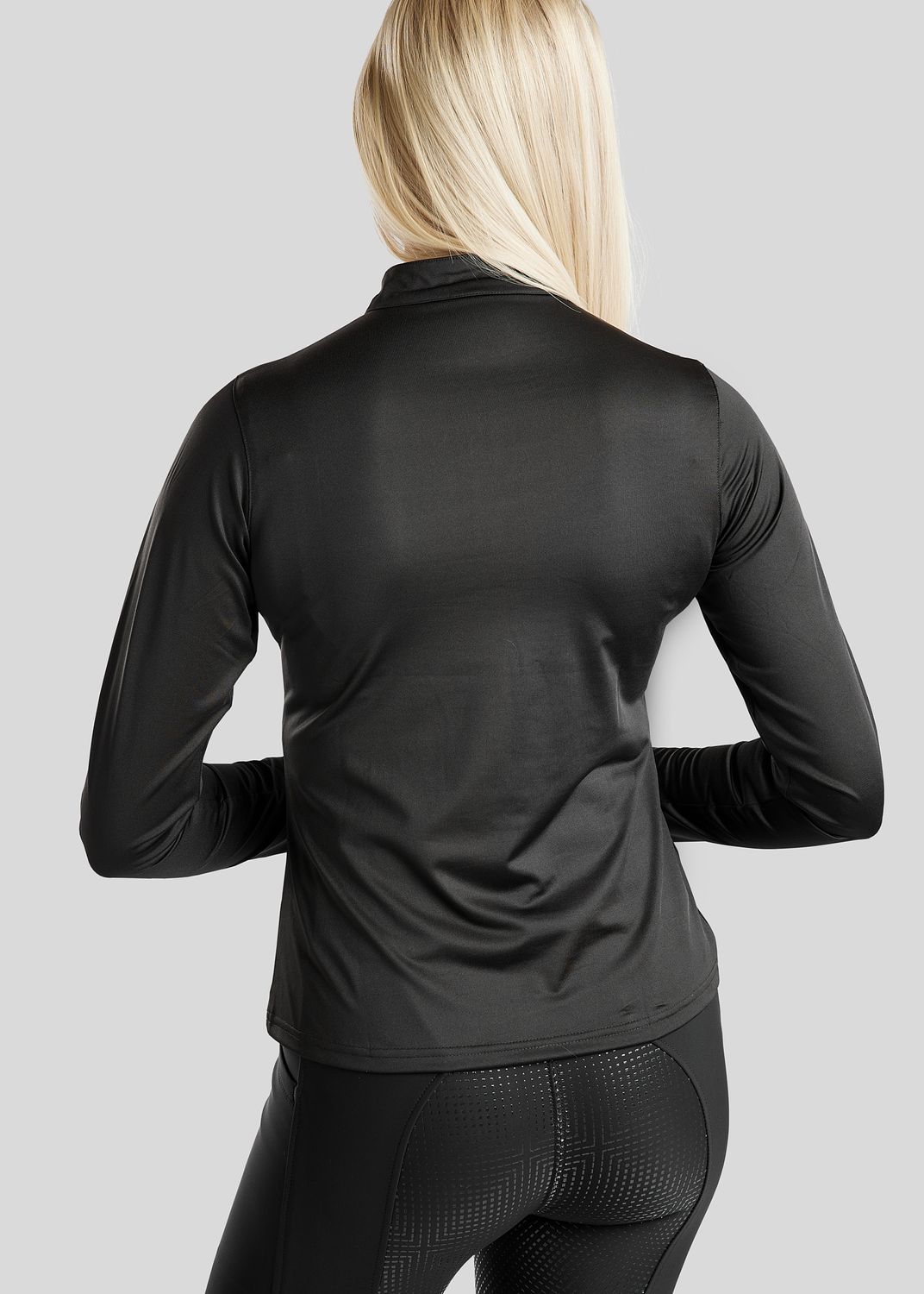 Everly Long Sleeved Polo w. Silver Crystals - Black 