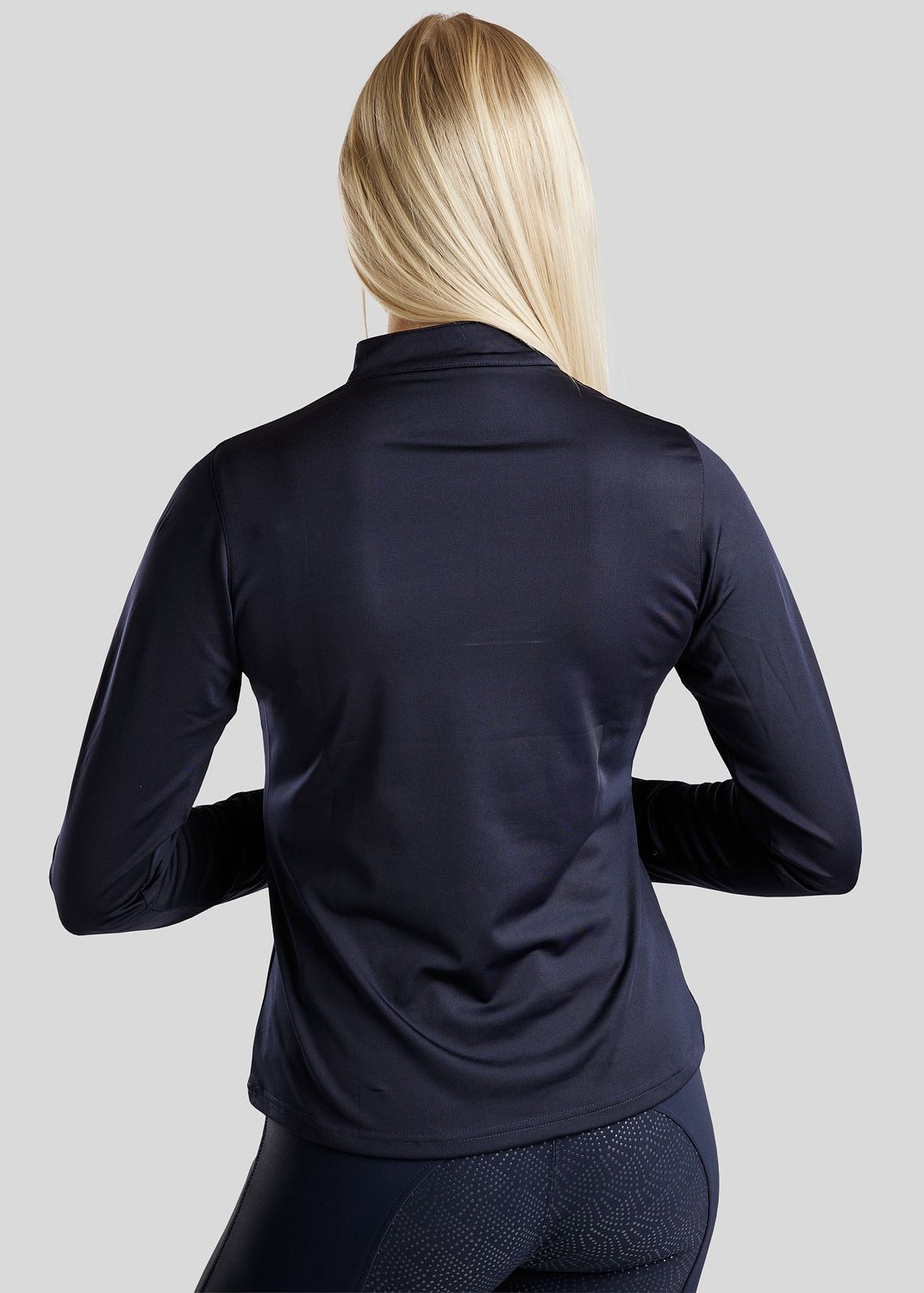 Everly Long Sleeved Polo w. Silver Crystals - Navy 