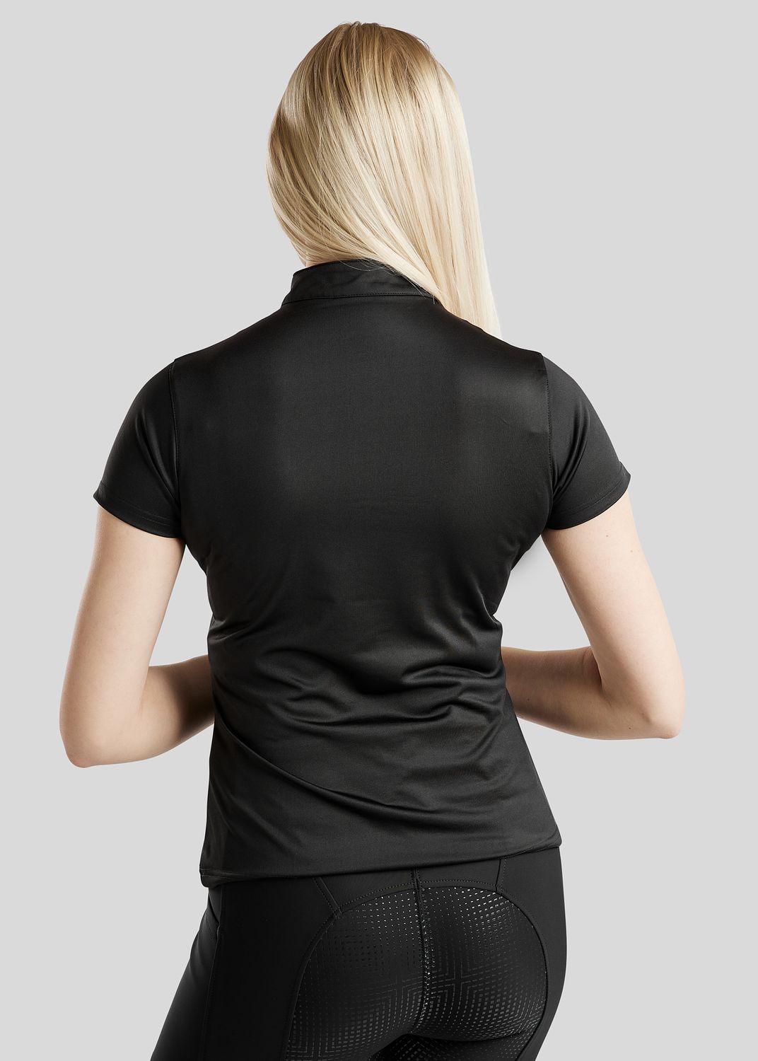 Everly Short Sleeved Polo w. Rosegold Crystals - Black 