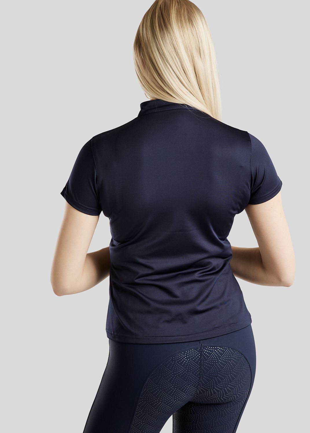 Everly Short Sleeved Polo w. Rosegold Crystals - Navy 