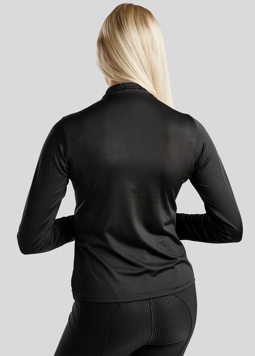 Everly Long Sleeved Polo w. Rosegold Crystals - Black 