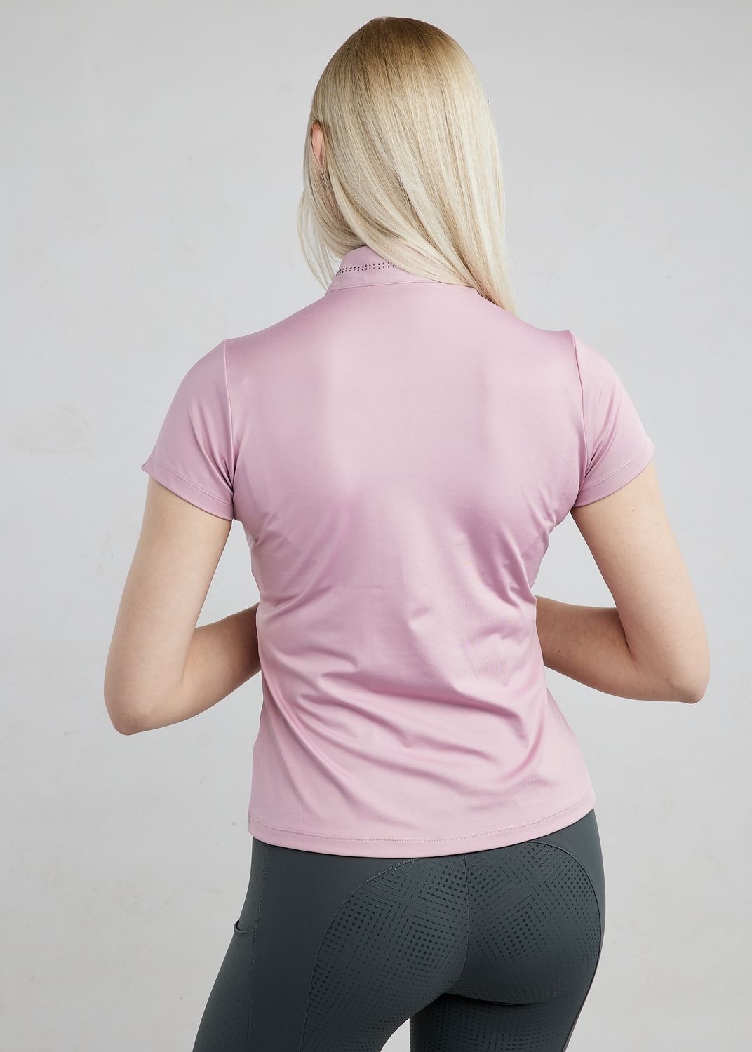 MoBlair SS Polo w. Gun Metal Crystals - Candy Pink