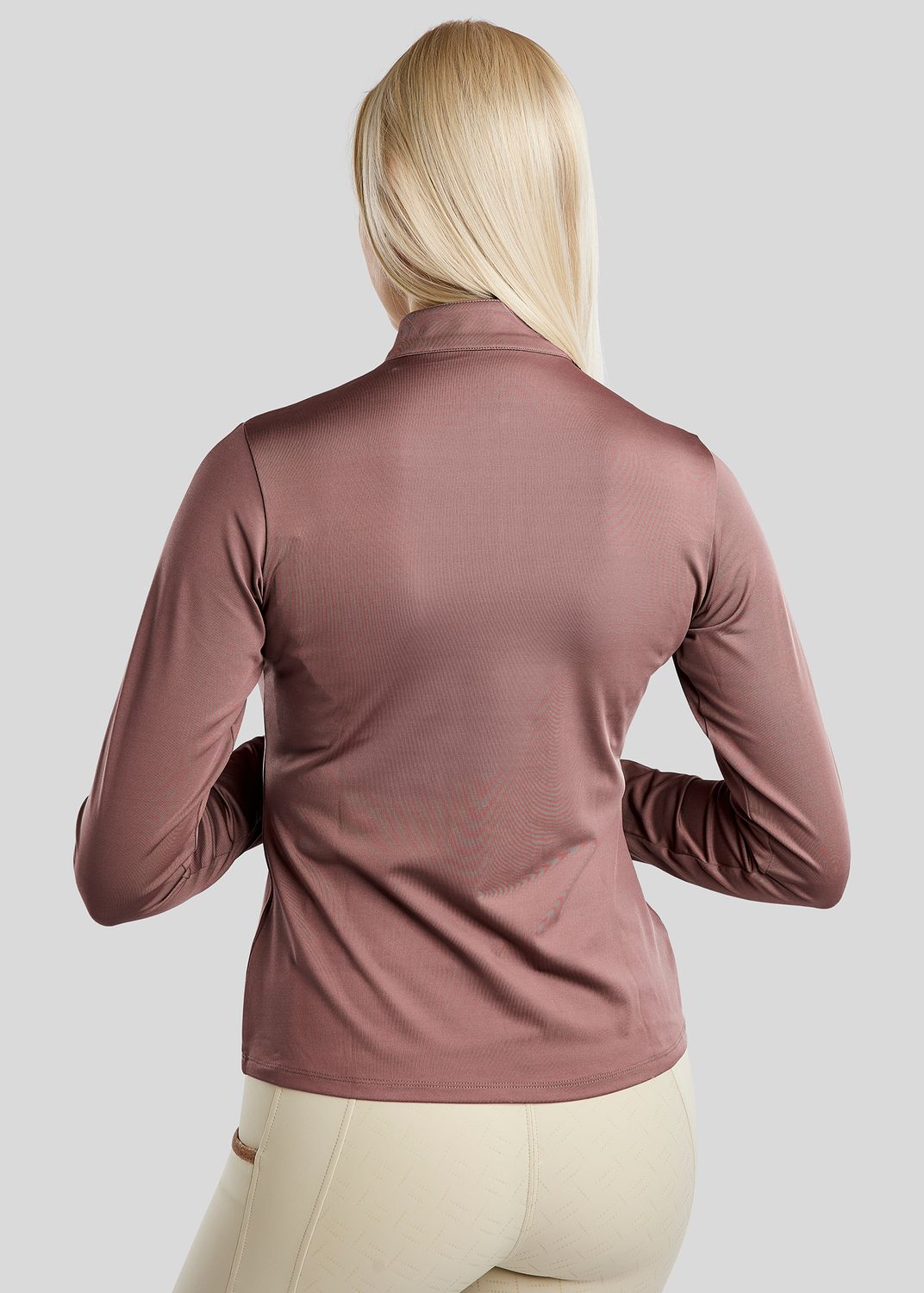 MoGlenda Long Sleeved Polo w. Rosegold Caviar Tape - Dusty Rose 