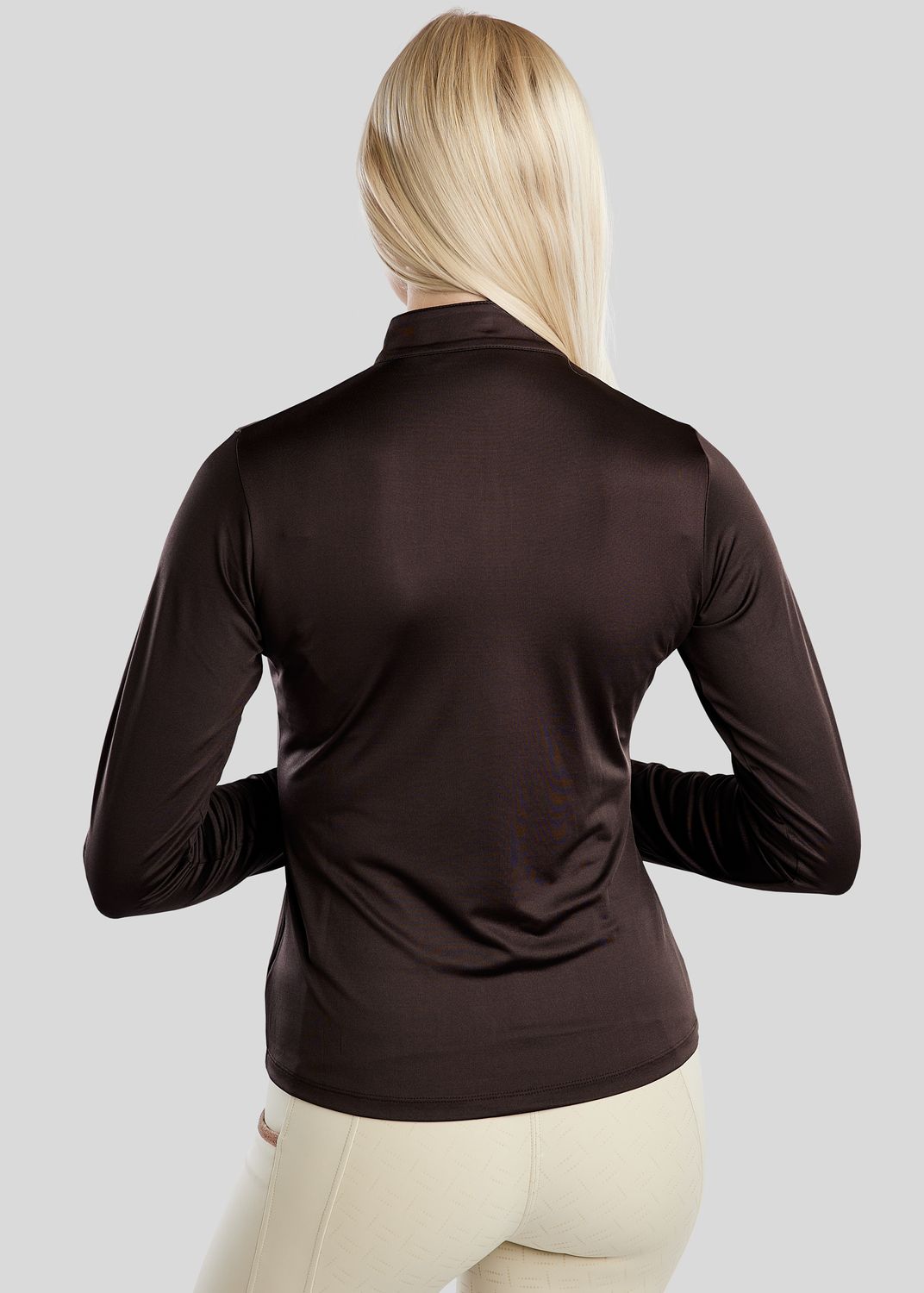 MoGlenda Long Sleeved Polo w. Rosegold Caviar Tape - Brown 