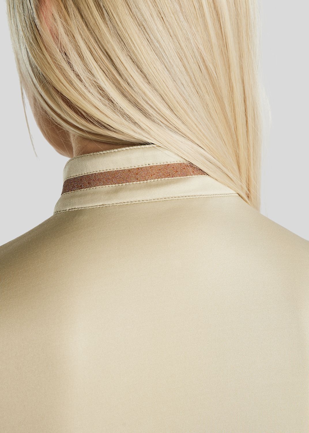 MoGlenda Thermo Polo w. Rosegold Caviar Tape - Warm Grey Beige 