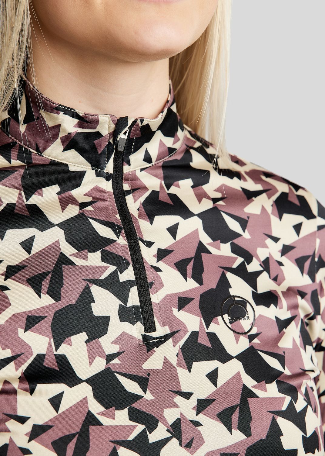 MoCami Allover Printed Long Sleeved Polo - Dusty Rose 