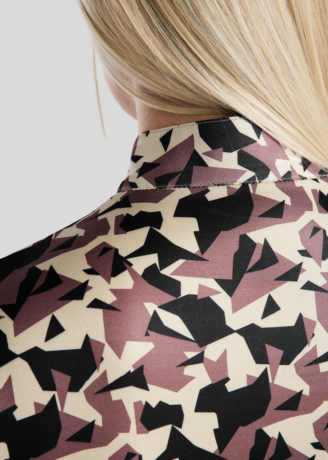 MoCami Allover Printed Long Sleeved Polo - Dusty Rose 