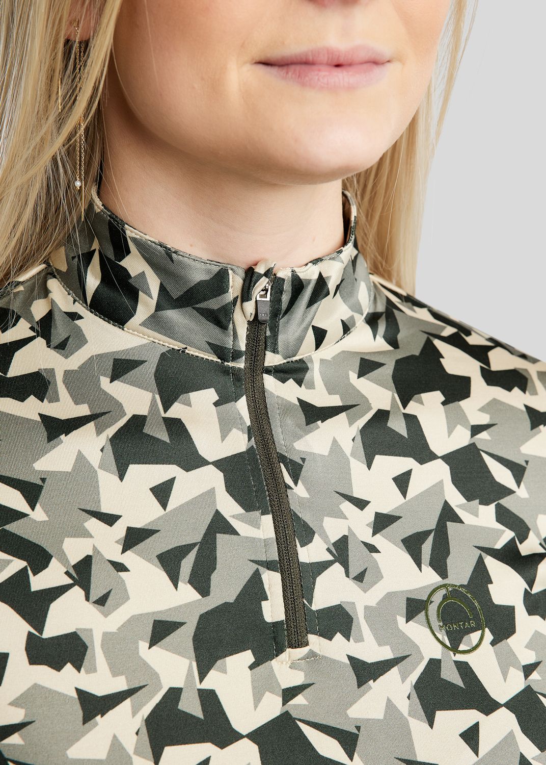 MoCami Allover Printed Long Sleeved Polo - New Olive 