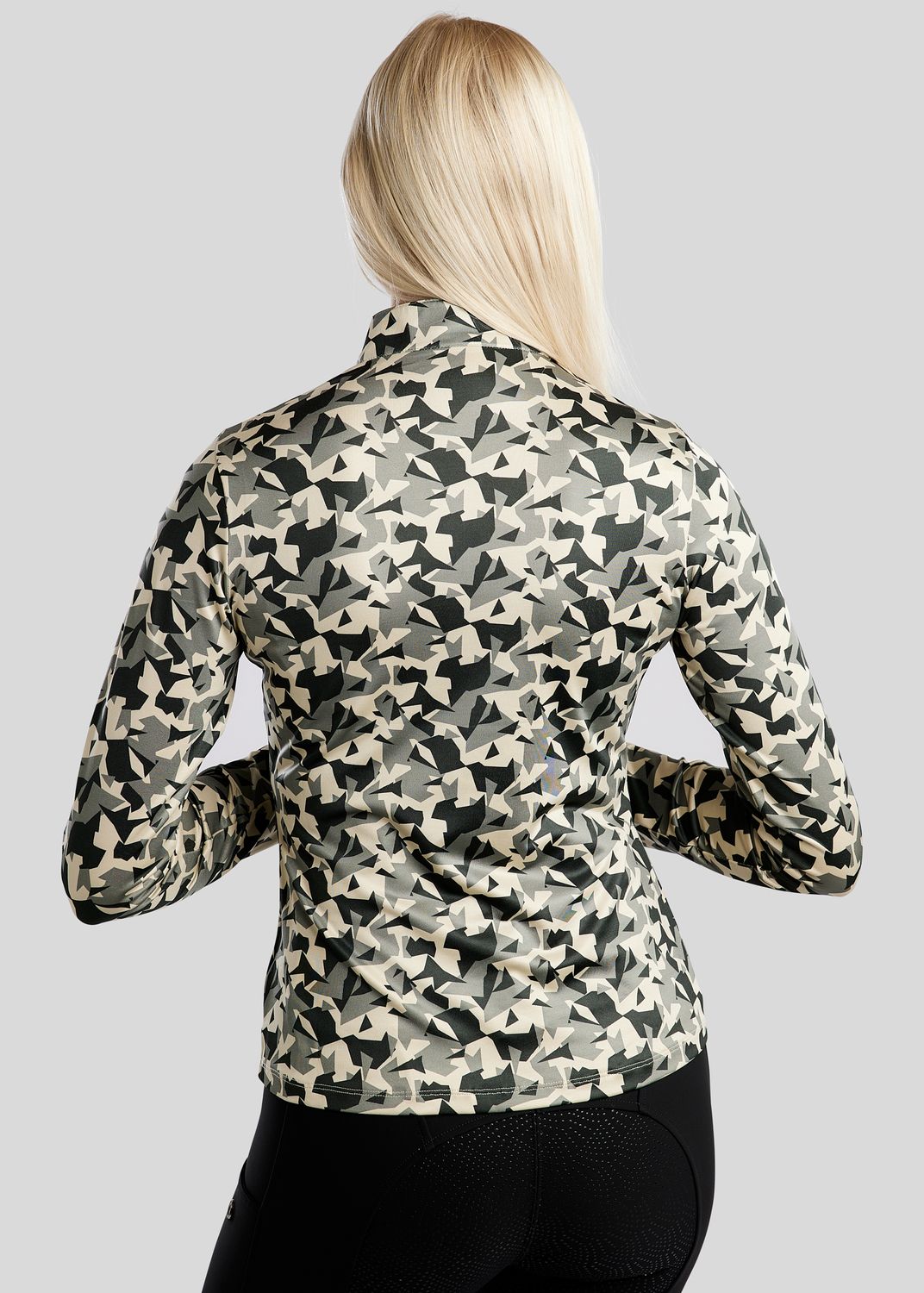 MoCami Allover Printed Long Sleeved Polo - New Olive 
