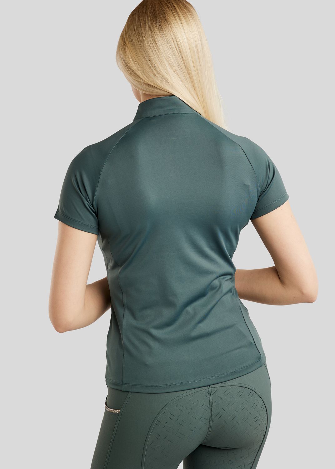 MoLila SS Polo w. Champagne Crystal Tape and Crystals - Jade