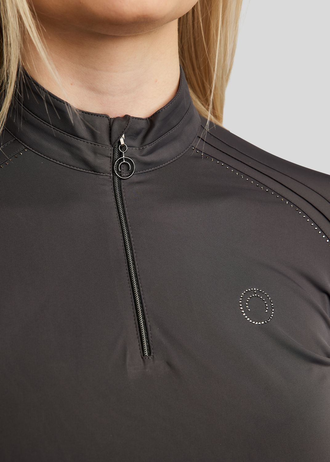 MoPearl SS Polo w. Pintucks - Slate Grey