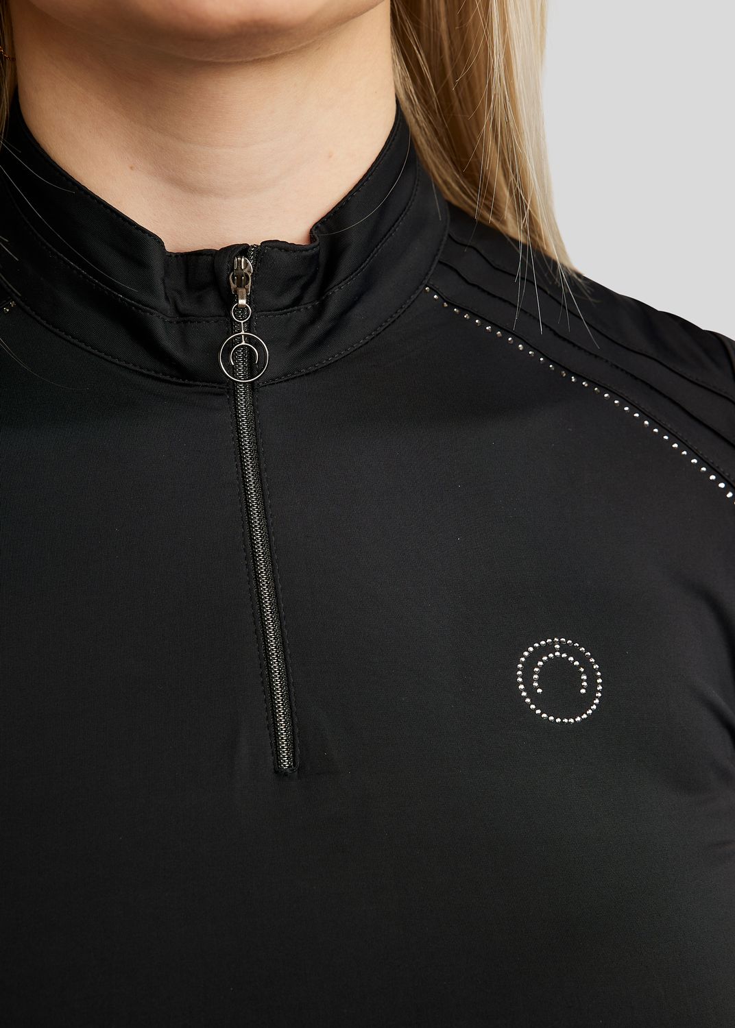 MoPearl Sleeveless Polo w. Pintucks - Black