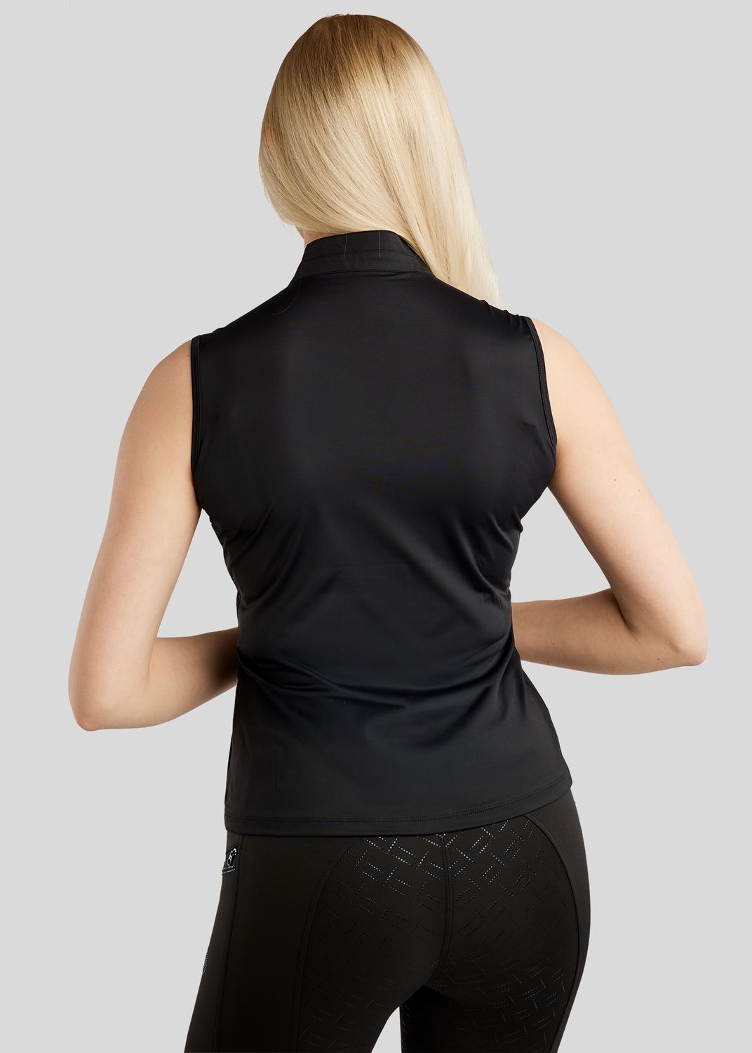 MoPearl Sleeveless Polo w. Pintucks - Black