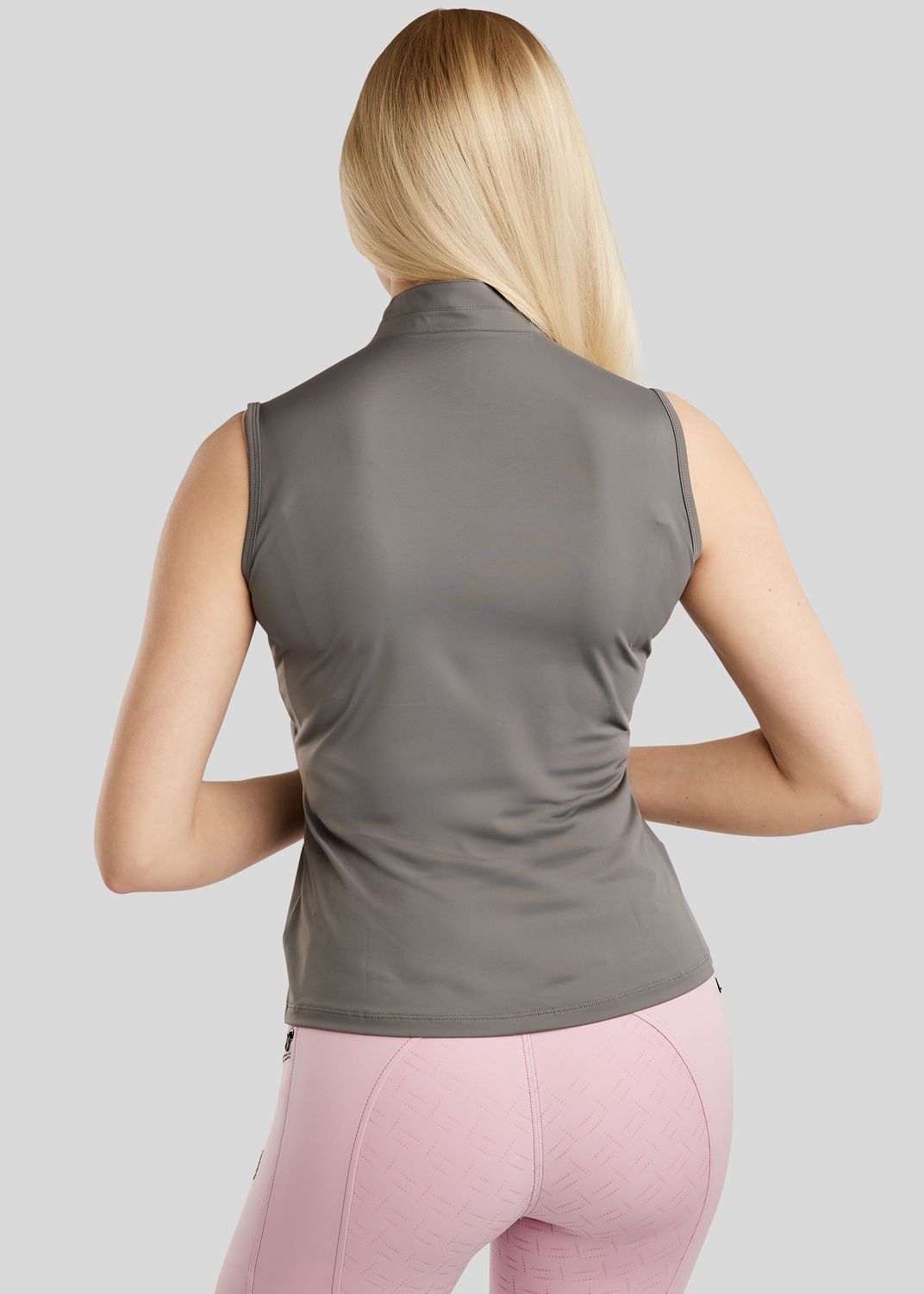 MoPearl Sleeveless Polo w. Pintucks - Grey