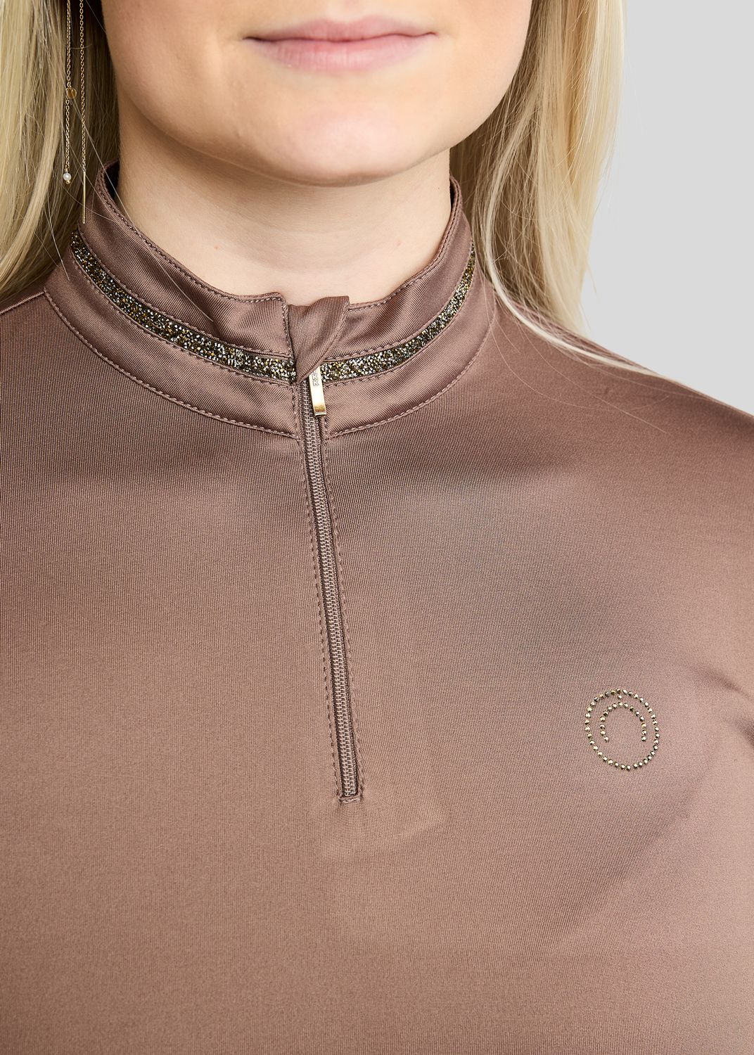 MoVeronica Thermo Polo w. Golden Quartz Crystal Tape and Crystals - Nougat Brown 