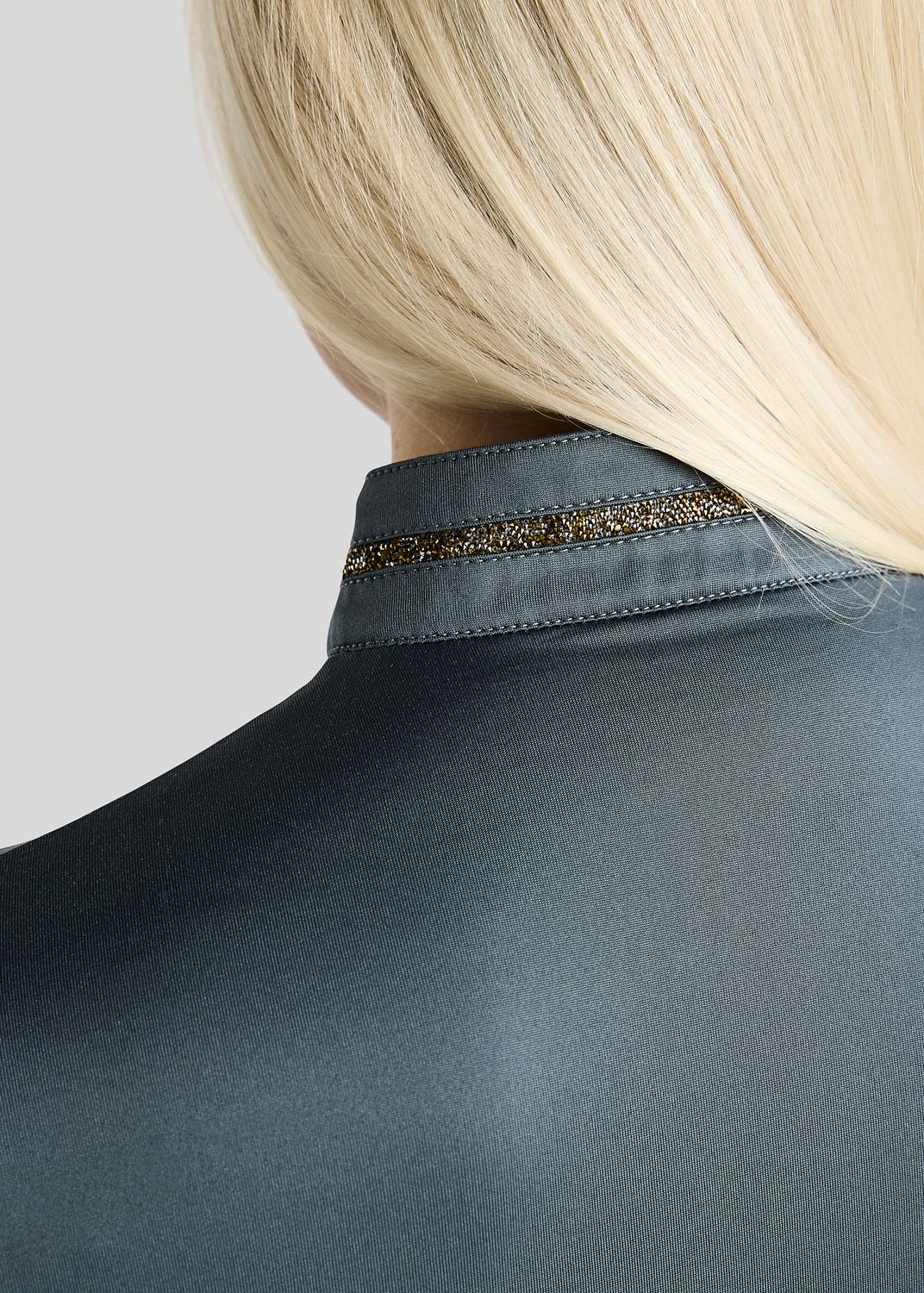 MoVeronica Thermo Polo w. Golden Quartz Crystal Tape and Crystals - Dark Slate 