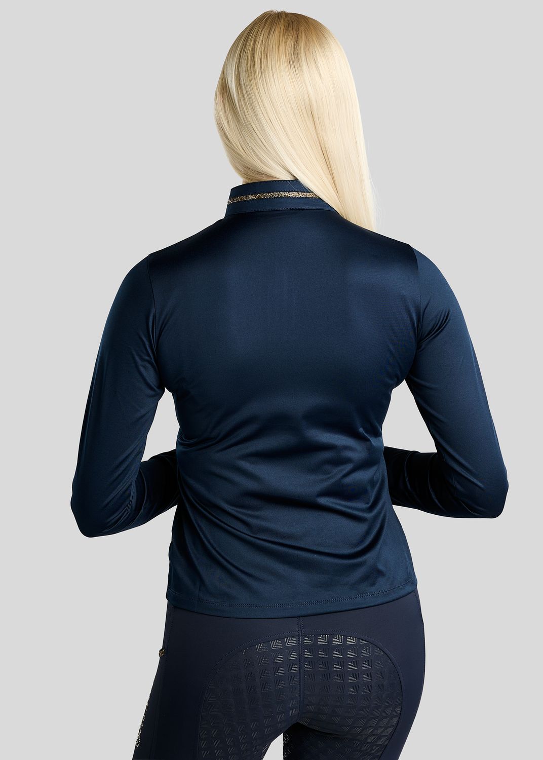 MoVeronica Thermo Polo w. Golden Quartz Crystal Tape and Crystals - Navy 