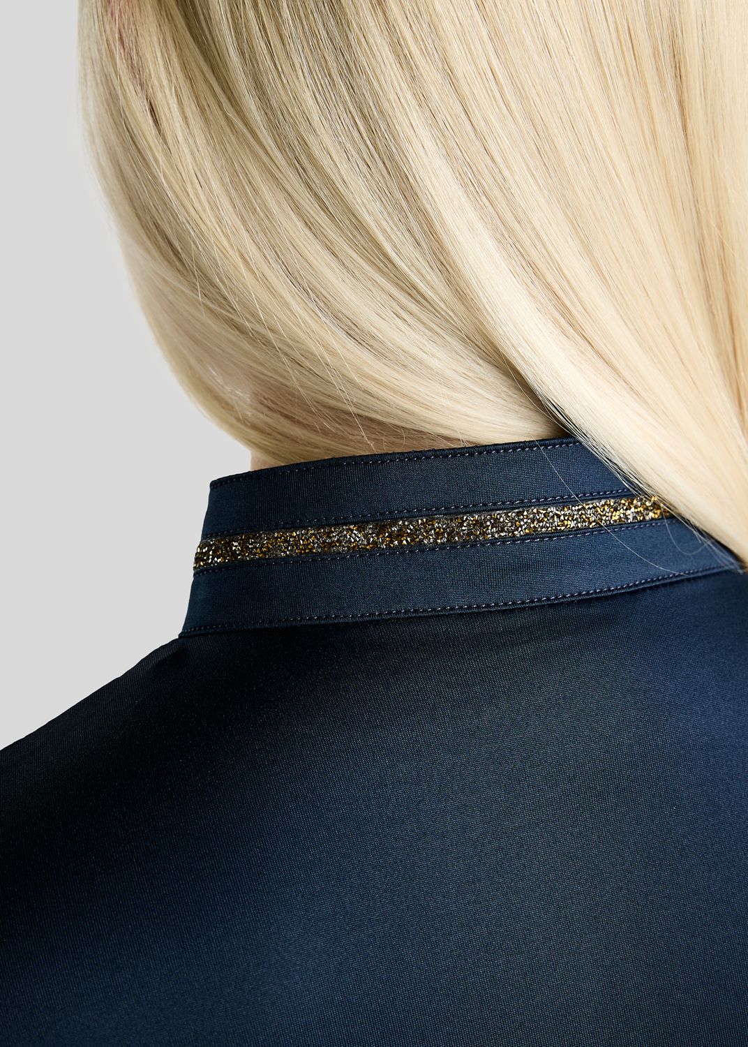 MoVeronica Thermo Polo w. Golden Quartz Crystal Tape and Crystals - Navy 