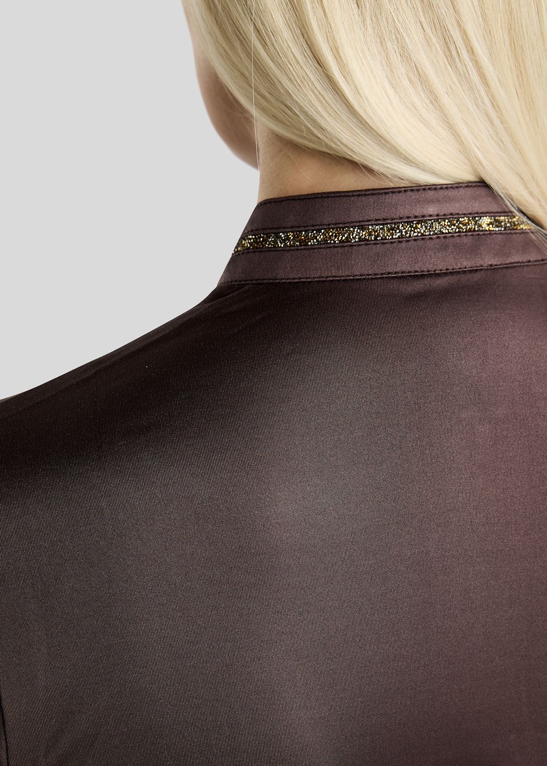 MoVeronica Thermo Polo w. Golden Quartz Crystal Tape and Crystals - Black Peony 