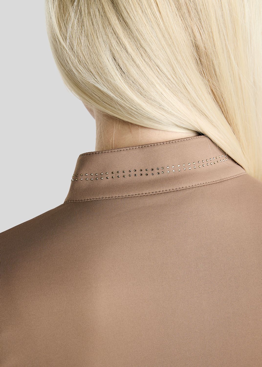 MoEverline Long Sleeved Polo w. Golden Quartz Crystals - Nougat Brown 