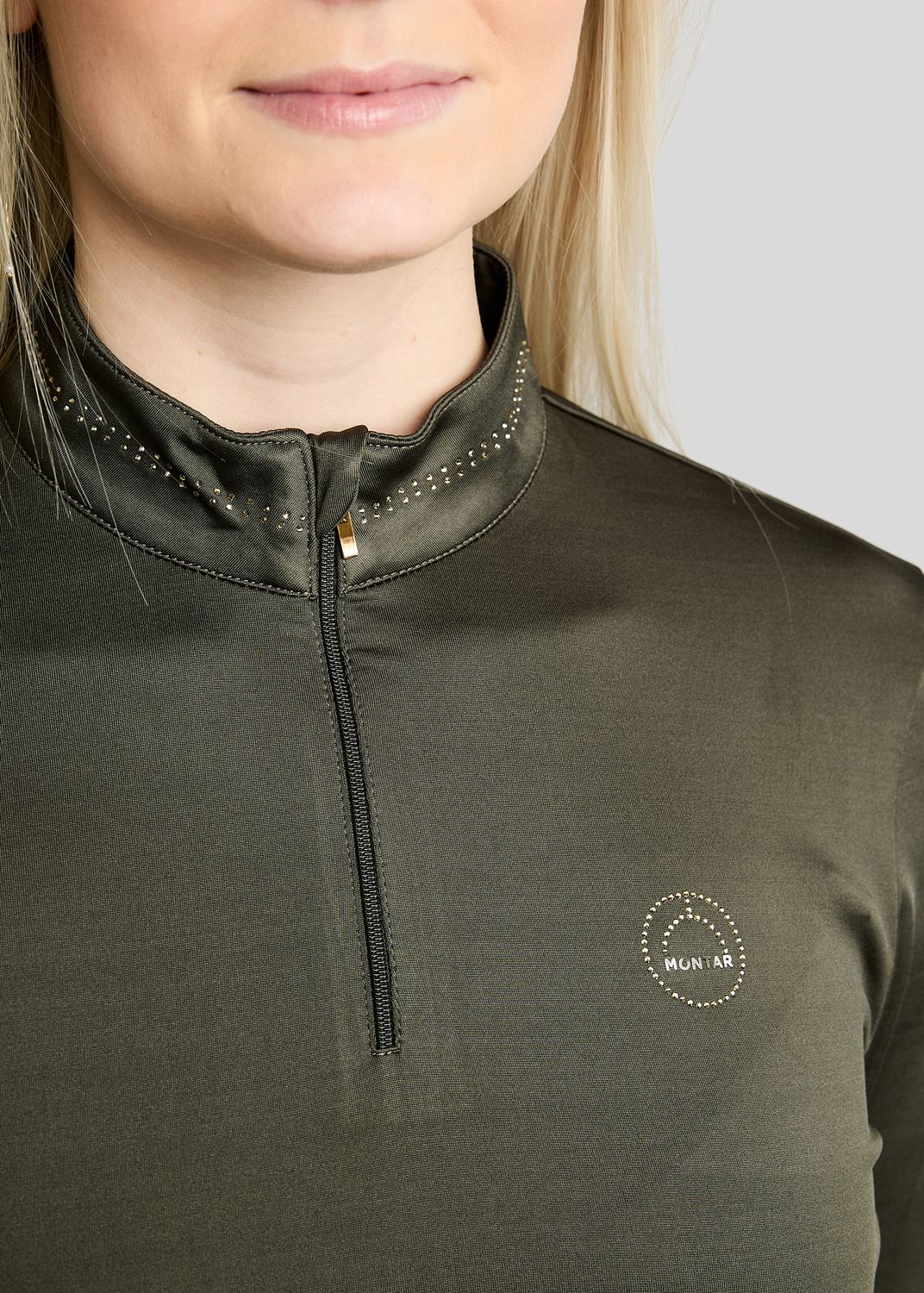 MoEverline Long Sleeved Polo w. Golden Quartz Crystals - Forest Green 