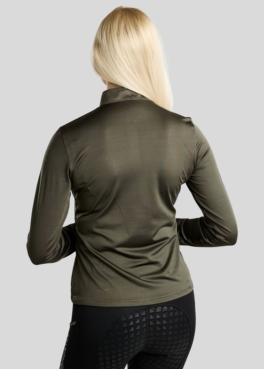 MoEverline Long Sleeved Polo w. Golden Quartz Crystals - Forest Green 