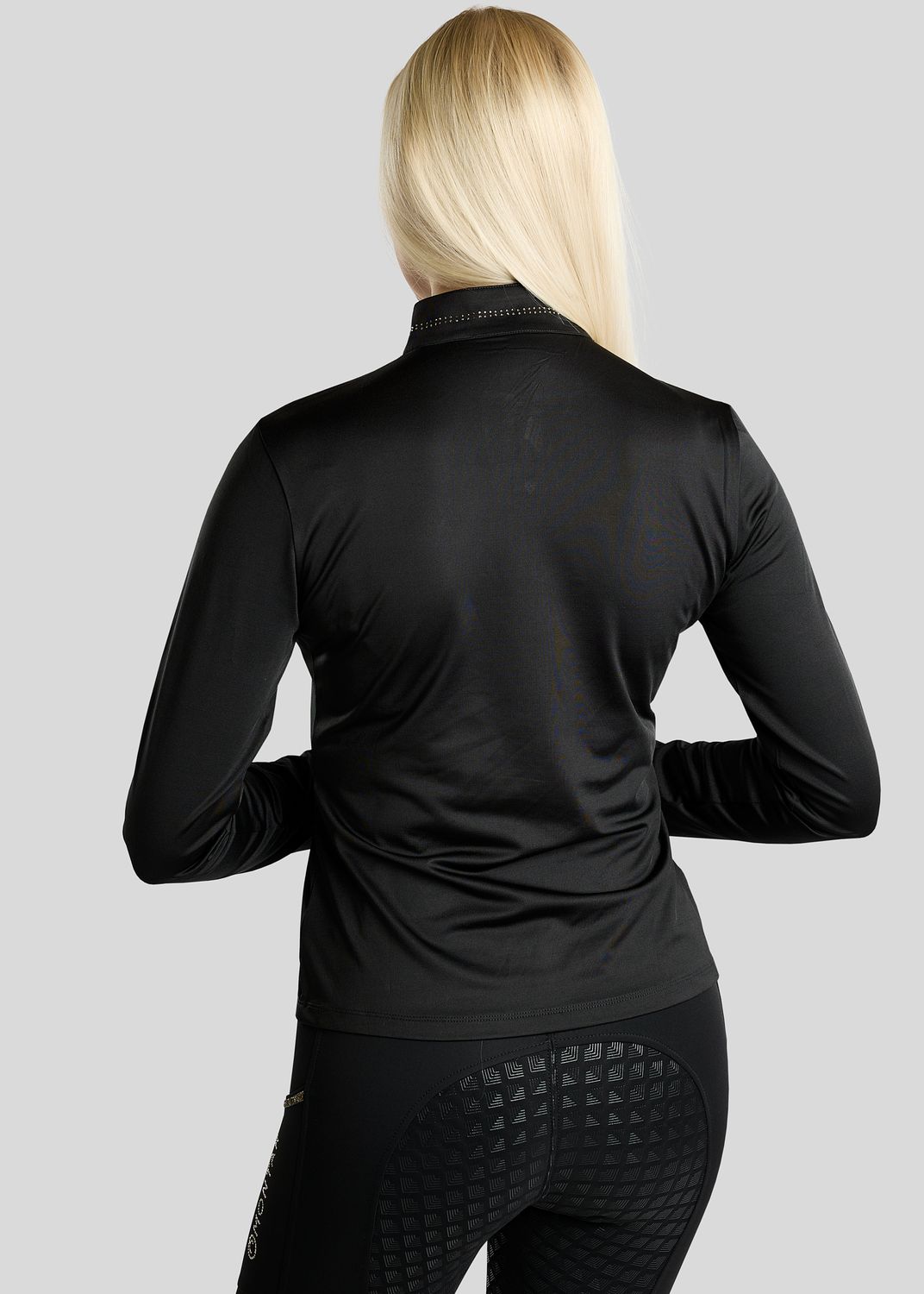 MoEverline Long Sleeved Polo w. Golden Quartz Crystals - Black 