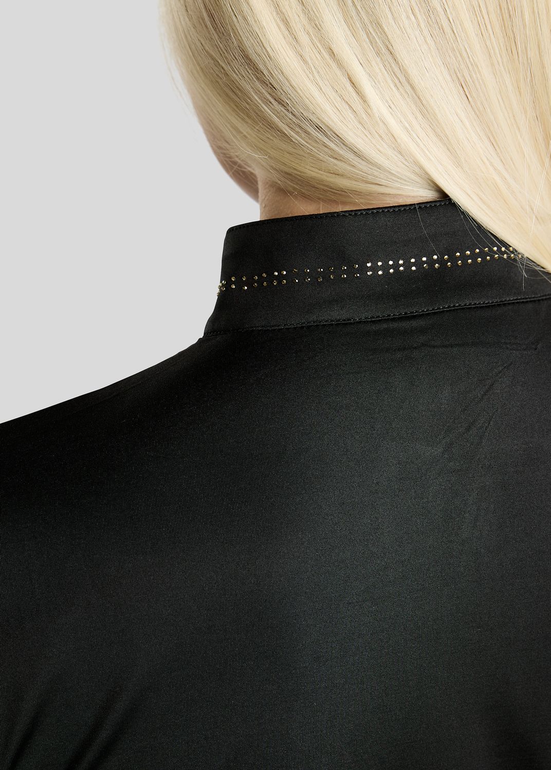 MoEverline Long Sleeved Polo w. Golden Quartz Crystals - Black 