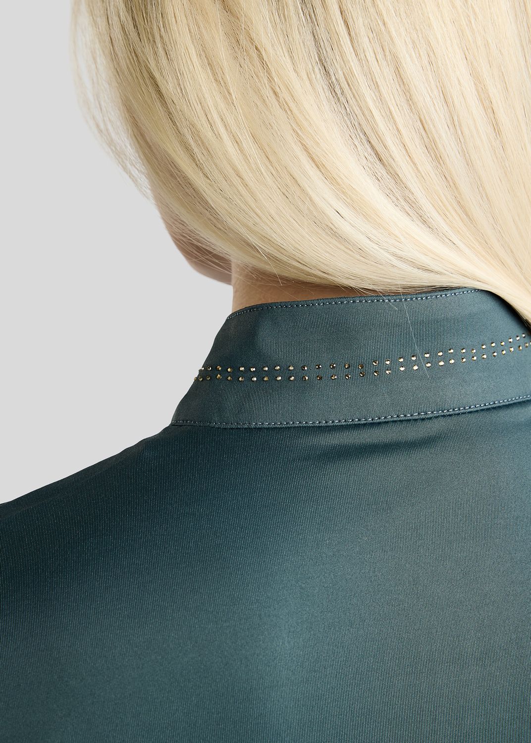 MoEverline Long Sleeved Polo w. Golden Quartz Crystals - Dark Slate 
