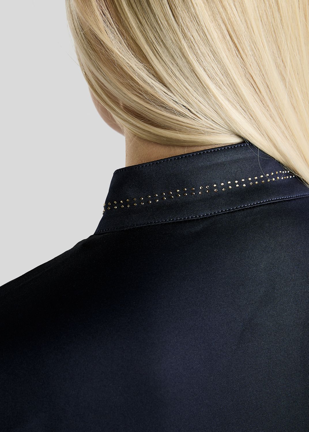 MoEverline Long Sleeved Polo w. Golden Quartz Crystals - Navy 