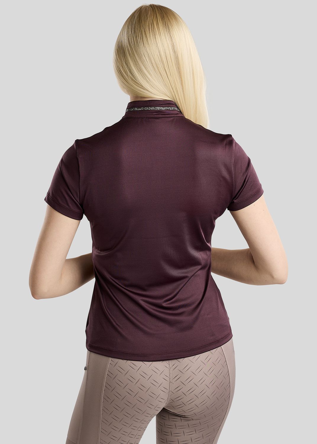 Fig MoMaisy SS Polo w. Gun Metal Crystal Tape in collar & Crystal logo