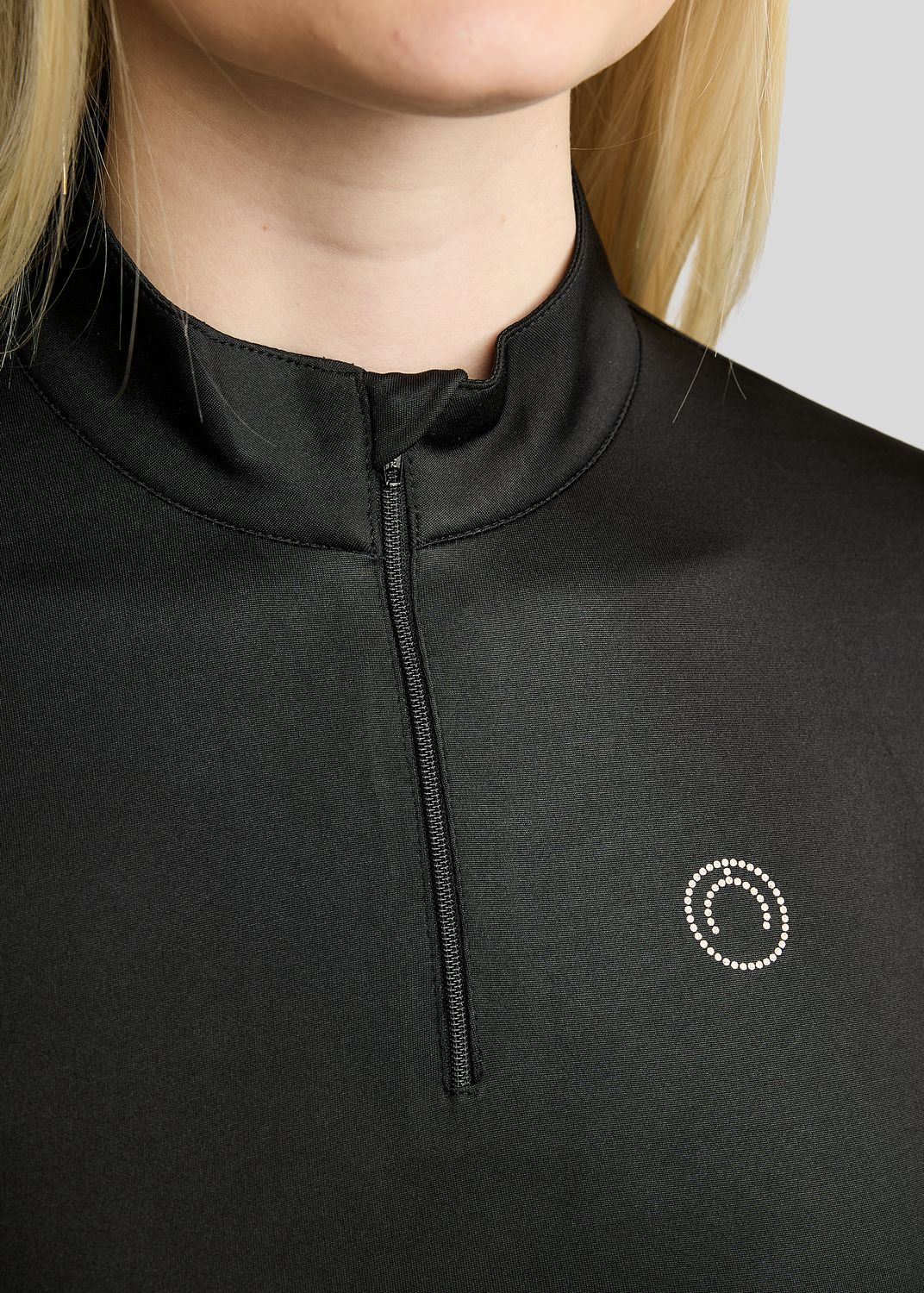 MoFair Long Sleeved Polo w. Gun Metal Logo Print - Black 