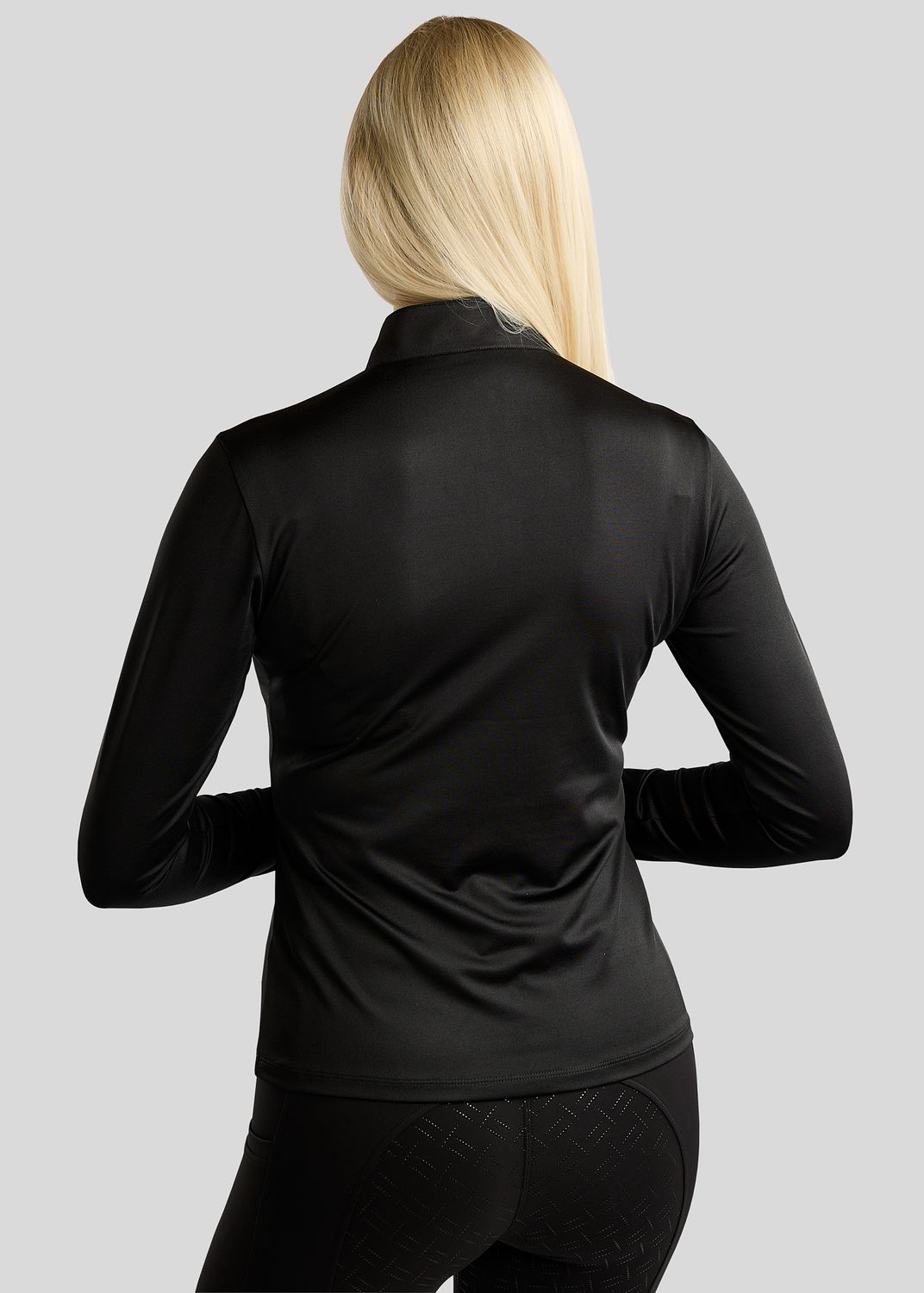MoFair Long Sleeved Polo w. Gun Metal Logo Print - Black 