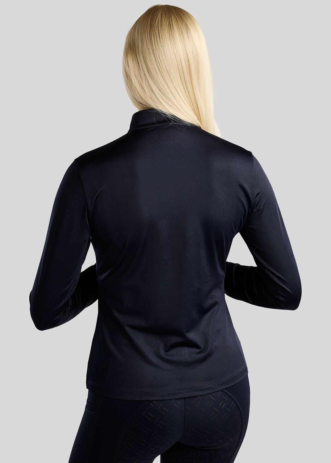 MoFair Long Sleeved Polo w. Gun Metal Logo Print - Navy 