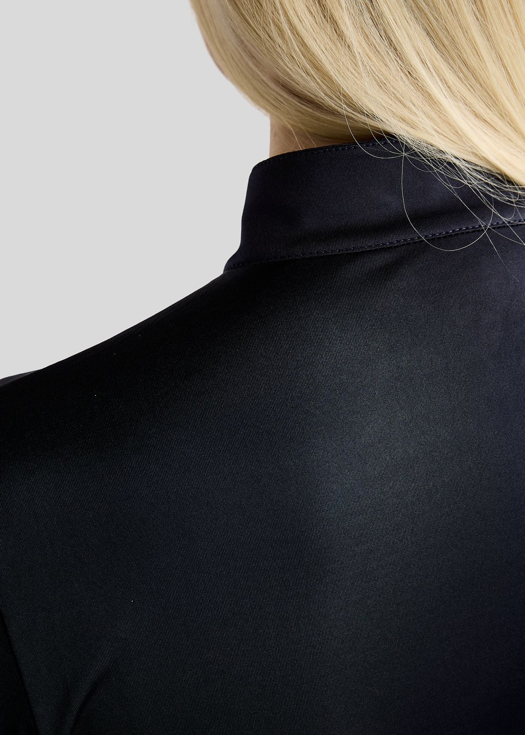 MoFair Long Sleeved Polo w. Gun Metal Logo Print - Navy 