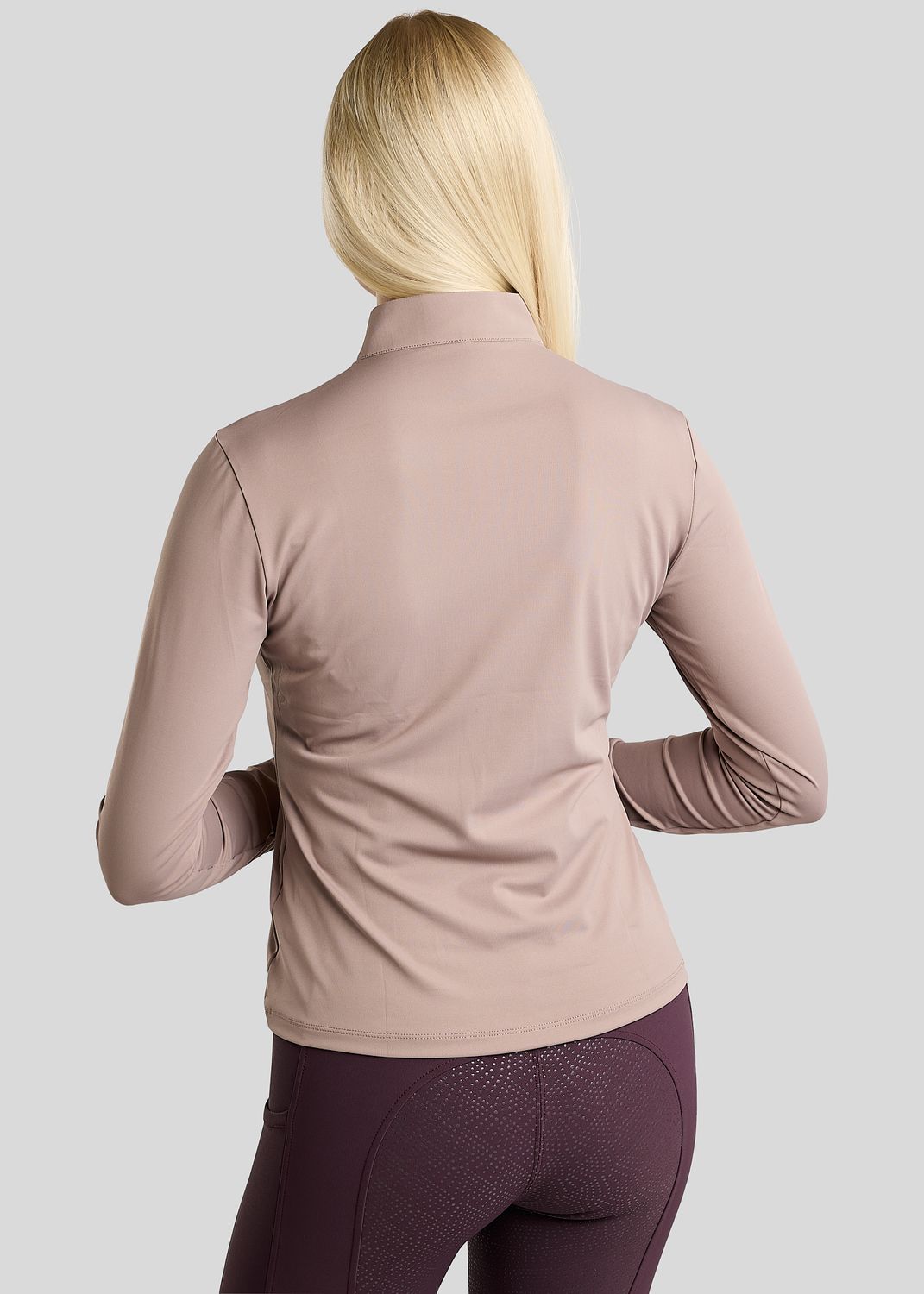 MoMegan Long Sleeved Polo w. Gun Metal Logo Print - Pearl Grey 