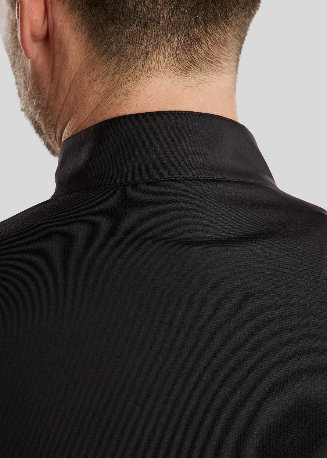MoEric Langærmet Herre Børstet Polo m. Lynlås - Sort 