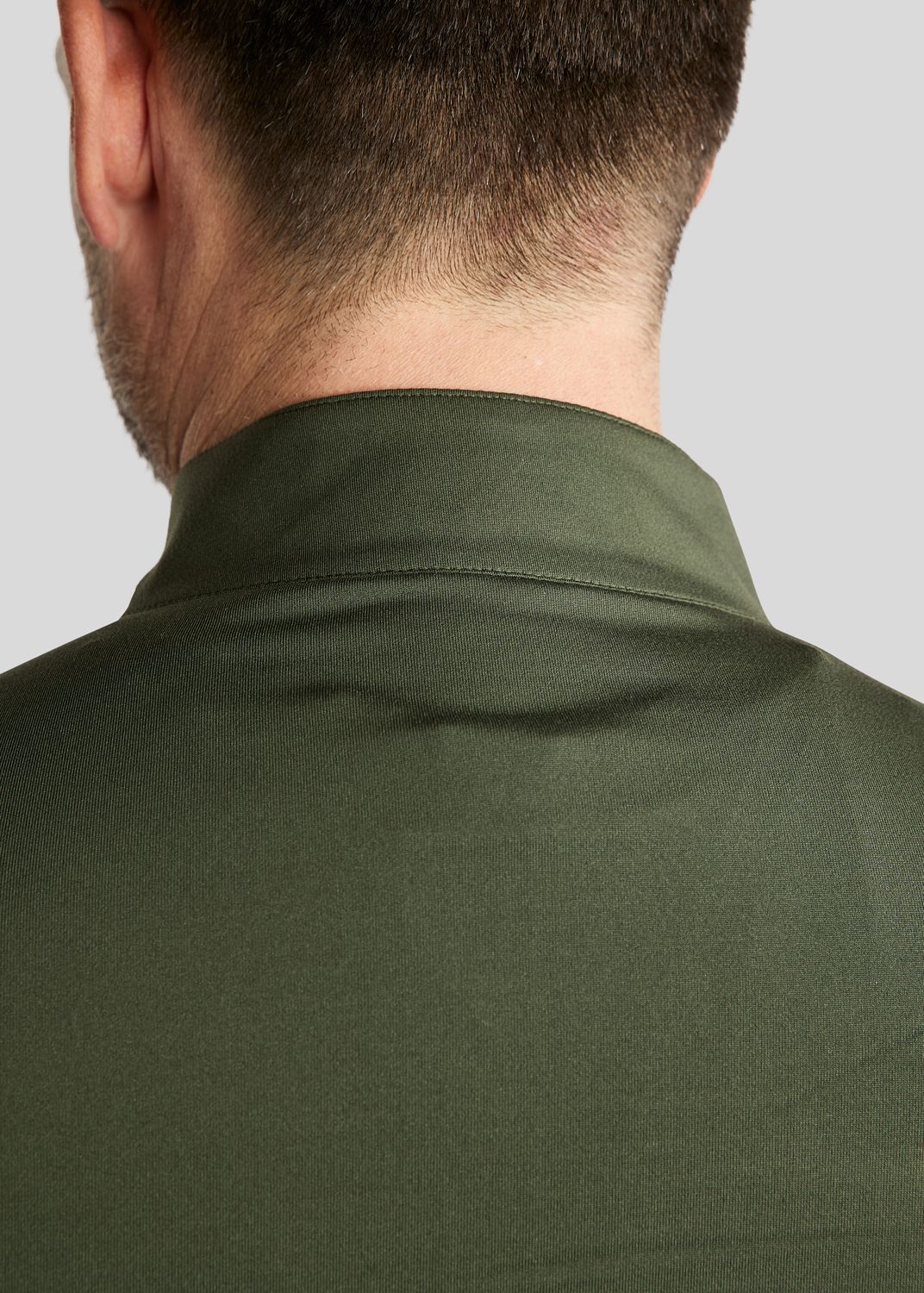 MoEric Langærmet Herre Børstet Polo m. Lynlås - Olive