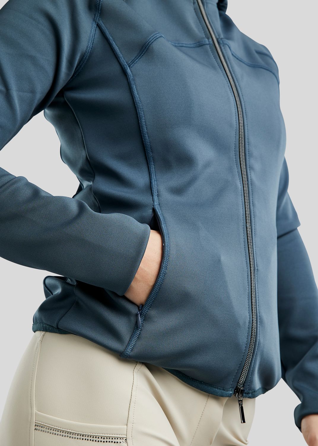 MoBlair Full Zip Softshell Gun Metal Crystal Logo Detachable Hood