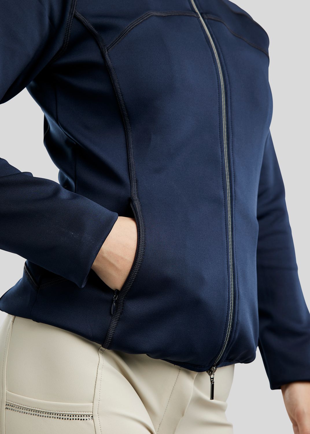 MoBlair Full Zip Softshell Gun Metal Crystal Logo Detachable Hood