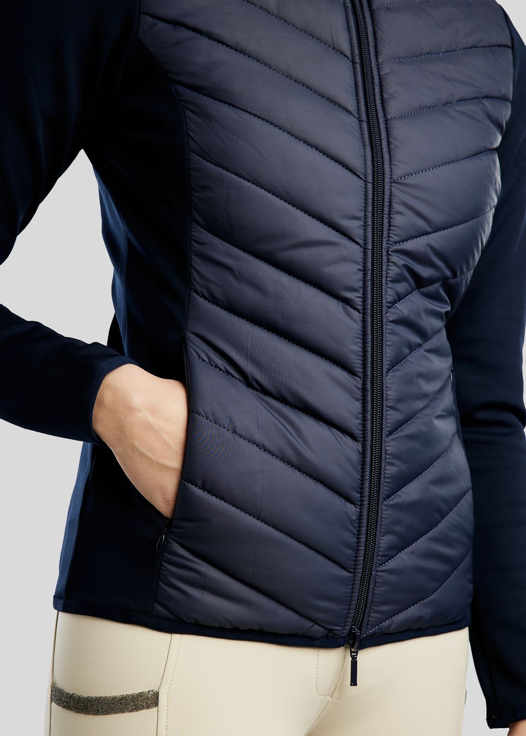 MoEliza Hybrid Jacket w. Detachable Hood and Gun Metal Crystsals - Navy 