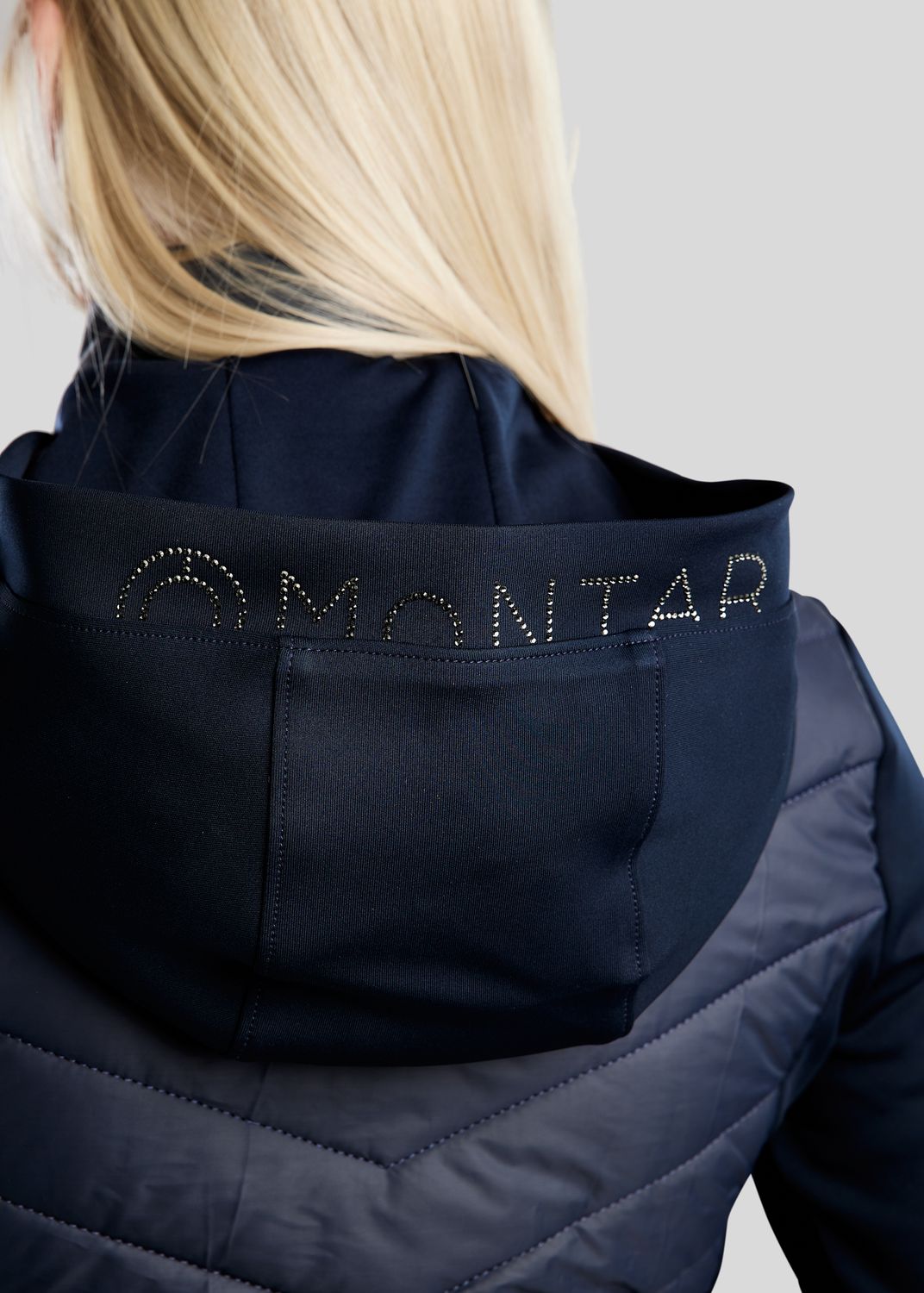 MoEliza Hybrid Jacket w. Detachable Hood and Gun Metal Crystsals - Navy 